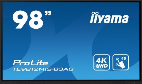 Monitor 97.5 cala ProLite TE9812MIS-B3AG,INFRARED,40pkt,IPS,4K, 24/7, 7H, WiFi,VGA, HDMI, USB-c, Bluetooth,metal,8ms, vesa, głoś Monitor 97.5 cala ProLite TE9812MIS-B3AG,INFRARED,40pkt,IPS,4K, 24/7, 7H, WiFi,VGA, HDMI, USB-c, Bluetooth,metal,8ms, vesa, głoś