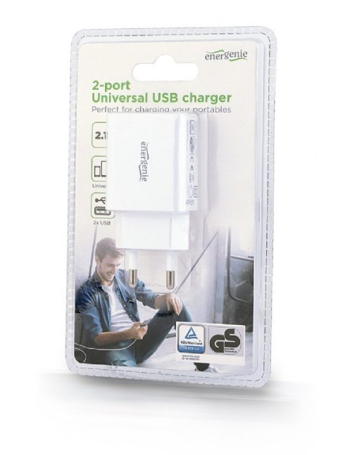 Ładowarka 2 portowa USB 2.1A biała Ładowarka 2 portowa USB 2.1A biała
