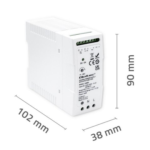 Zasilacz na szynę DIN z funkcją UPS | 40W Zasilacz na szynę DIN z funkcją UPS | 40W