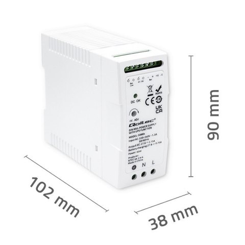Zasilacz na szynę DIN z funkcją UPS | 60W Zasilacz na szynę DIN z funkcją UPS | 60W
