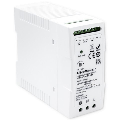 Zasilacz na szynę DIN z funkcją UPS | 60W Zasilacz na szynę DIN z funkcją UPS | 60W
