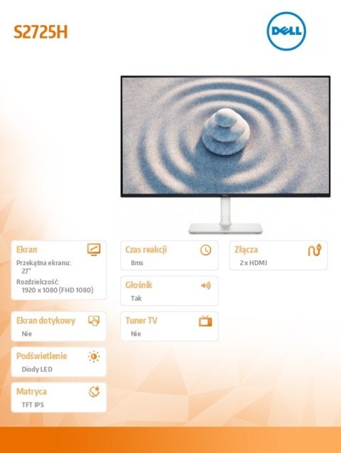 Monitor 27 cali S2725H IPS LED 100Hz Full HD (1920x1080)/16:9/2xHDMI/Speakers/3Y