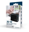 Ładowarka GaN 2xA 1xC LCD 30W PD QC3.0 czarna Ładowarka GaN 2xA 1xC LCD 30W PD QC3.0 czarna
