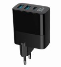 Ładowarka GaN 2xA 1xC LCD 30W PD QC3.0 czarna Ładowarka GaN 2xA 1xC LCD 30W PD QC3.0 czarna