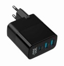 Ładowarka GaN 2xA 1xC LCD 30W PD QC3.0 czarna Ładowarka GaN 2xA 1xC LCD 30W PD QC3.0 czarna