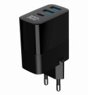 Ładowarka GaN 2xA 1xC LCD 30W PD QC3.0 czarna Ładowarka GaN 2xA 1xC LCD 30W PD QC3.0 czarna