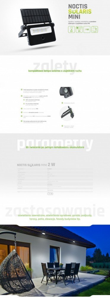Naświetlacz solarny Noctis Solaris Mini IP65