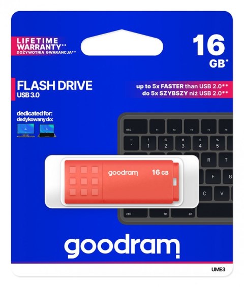 Pendrive UME3 16GB USB 3.0 Pomarańczowy Pendrive UME3 16GB USB 3.0 Pomarańczowy