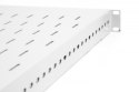 Półka do szaf regulowana 19 cali, 1U, gł. 500-900 mm, nośność 100kg, mocowanie w 4 punktach, szara, śruby w komplecie