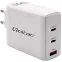 Ładowarka sieciowa 100W GaN | 5-20V | 1.5-3A | 2xUSB-C PD | 1xUSBQC 3.0 | Biała Ładowarka sieciowa 100W GaN | 5-20V | 1.5-3A | 2xUSB-C PD | 1xUSBQC 3.0 | Biała