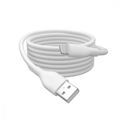 Kabel połączeniowy silikonowy USB-A - Lightning, USB 2.0 12W, certyfikat MFI, 2m Biały