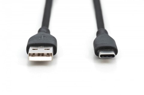 Kabel połączeniowy silikonowy USB-A - USB-C, USB 2.0 60W, 1m Czarny