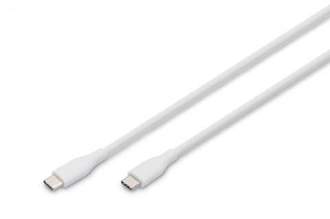 Kabel połączeniowy silikonowy USB-C - USB-C, USB 2.0 60W, 0,5m Biały
