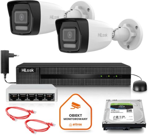 Zestaw monitoringu Hilook 2 kamery IP IPCAM-B8-30DL z dyskiem 1TB Zestaw monitoringu Hilook 2 kamery IP IPCAM-B8-30DL z dyskiem 1TB