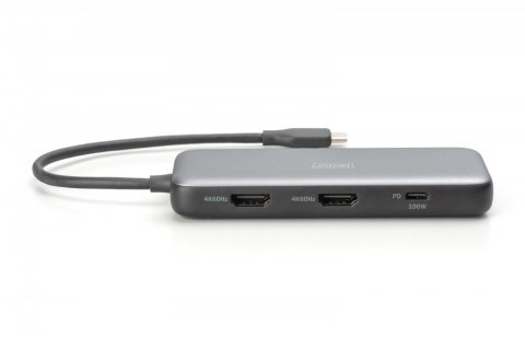 Stacja dokująca USB-C 8 portowa, max. 4K/60Hz z HDR, HDMI, max. 2 monitory MST, USB-A 3.2 Gen2, Gigabit Ethernet, SD/Micro SD, P Stacja dokująca USB-C 8 portowa, max. 4K/60Hz z HDR, HDMI, max. 2 monitory MST, USB-A 3.2 Gen2, Gigabit Ethernet, SD/Micro SD, P