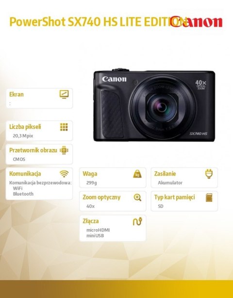 Aparat PowerShot SX740 HS lite edition czarny 2955C039 Aparat PowerShot SX740 HS lite edition czarny 2955C039