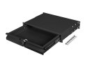 Szuflada do szaf 19 cali 2U 360mm czarna 2U/483x360mm udźwig do 90kg montaż 4 punktowy