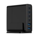 Ładowarka uniwersalna 75W GaN 2xUSB-A 4xUSB-C szybkie ładowanie czarna Ładowarka uniwersalna 75W GaN 2xUSB-A 4xUSB-C szybkie ładowanie czarna