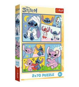 Puzzle 2x70 elementów Ze Stitchem nie ma nudy