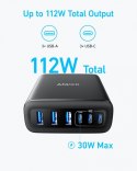Ładowarka GaN 112W 3xUSB-A 3xUSB-C czarna