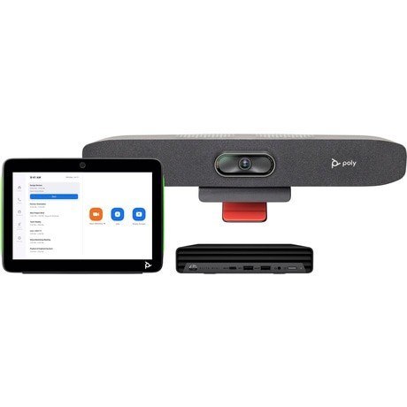 Pakiet Studio do małych sal, współpraca z usługą Zoom Rooms: Kamera z głośnikiem soundbar Studio R30 USB i komputerem HP z TC10 Pakiet Studio do małych sal, współpraca z usługą Zoom Rooms: Kamera z głośnikiem soundbar Studio R30 USB i komputerem HP z TC10