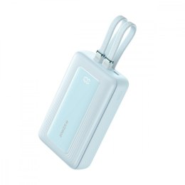 Powerbank ZOLO 20000mAh 30W wbudowany kabel USB-C oraz USB-Lightning, niebieski