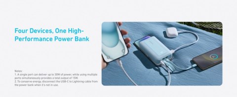 Powerbank ZOLO 20000mAh 30W wbudowany kabel USB-C oraz USB-Lightning, niebieski Powerbank ZOLO 20000mAh 30W wbudowany kabel USB-C oraz USB-Lightning, niebieski