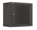 Szafa instalacyjna rack wisząca 19" 540x350 czarna drzwi przeszklone ( flat pack)