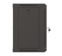 Szafa instalacyjna rack wisząca 19" 540x350 czarna drzwi przeszklone ( flat pack)