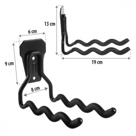 Uchwyt ścienny, max 30 kg, stalowy MC-486 na narzędzia, koła, drabinę, rower