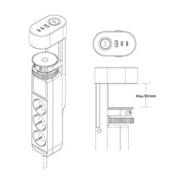 Listwa biurkowa DS22-840WH6 230/USB/USB-C biała