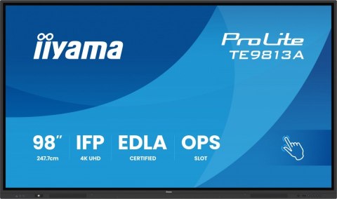 Monitor 98 cali TE9813A-B1AG INFRARED,40pkt,IPS,4K,7H,450cd/m2, WiFi,USB, ANDROID 14, Google EDLA,2x20W, UCHWYT CIENNY Monitor 98 cali TE9813A-B1AG INFRARED,40pkt,IPS,4K,7H,450cd/m2, WiFi,USB, ANDROID 14, Google EDLA,2x20W, UCHWYT CIENNY