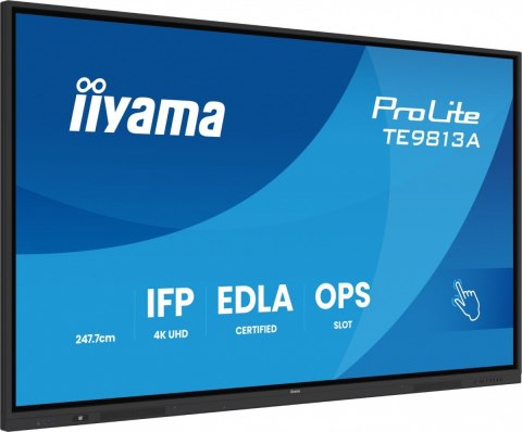 Monitor 98 cali TE9813A-B1AG INFRARED,40pkt,IPS,4K,7H,450cd/m2, WiFi,USB, ANDROID 14, Google EDLA,2x20W, UCHWYT CIENNY Monitor 98 cali TE9813A-B1AG INFRARED,40pkt,IPS,4K,7H,450cd/m2, WiFi,USB, ANDROID 14, Google EDLA,2x20W, UCHWYT CIENNY