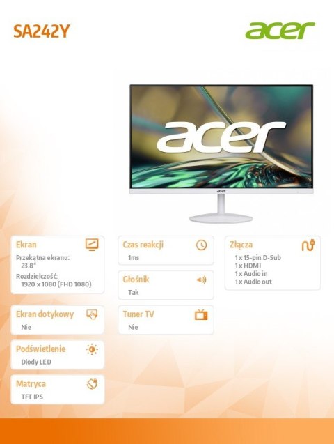 Monitor 24 cale SA242YEWI IPS FHD 100Hz HDMI Biały Monitor 24 cale SA242YEWI IPS FHD 100Hz HDMI Biały