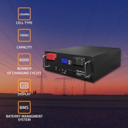 Magazyn energii LiFePO4 do RACK | 5.12kWh | 51.2V | 100Ah | BMS |LCD