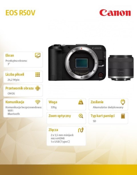 Aparat bezlusterkowy EOS R50V+ RF-S 14-30 F4-6.3 IS STM PZ CONTENT CREATOR 6895C028 Aparat bezlusterkowy EOS R50V+ RF-S 14-30 F4-6.3 IS STM PZ CONTENT CREATOR 6895C028