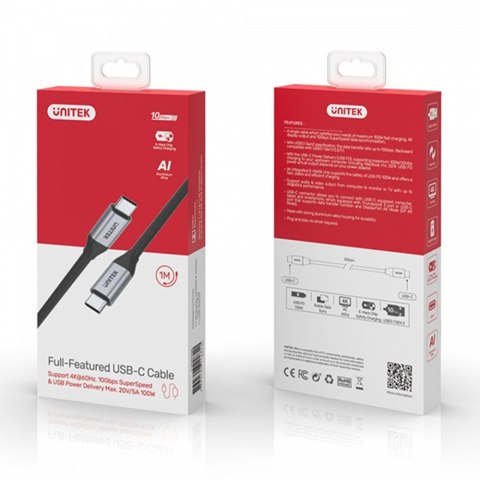 Kabel USB-C - USB-C PD, 10Gbps, 4K60Hz, 1m, M/M; C14082ABK Kabel USB-C - USB-C PD, 10Gbps, 4K60Hz, 1m, M/M; C14082ABK