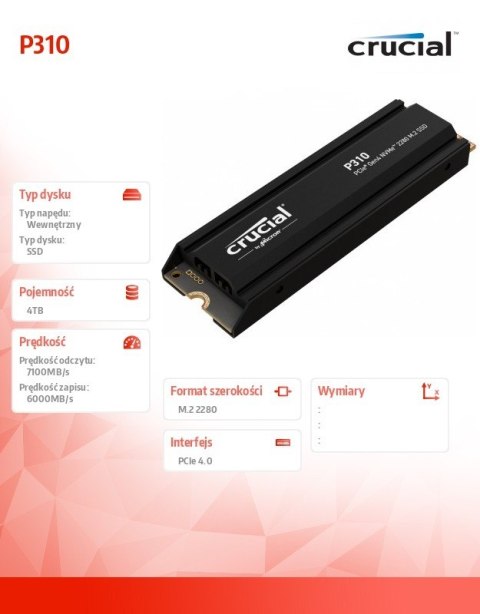 Dysk SSD P310 4TB M.2 NVMe PCIe 4.0 2280 radiator
