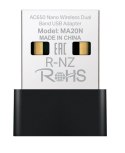 Karta sieciowa Mercusys AC650 Nano Wi-Fi USB Adapter SPEED: 200 Mbps at 2.4 GHz + 433 Mbps at 5 GHz