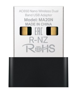 Karta sieciowa Mercusys AC650 Nano Wi-Fi USB Adapter SPEED: 200 Mbps at 2.4 GHz + 433 Mbps at 5 GHz