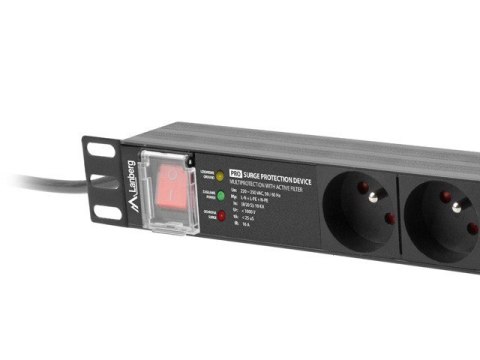 Listwa zasilająca rack PDU 19 cali 1U 16A 7X 230V PL SPD-3MP 2m czarna