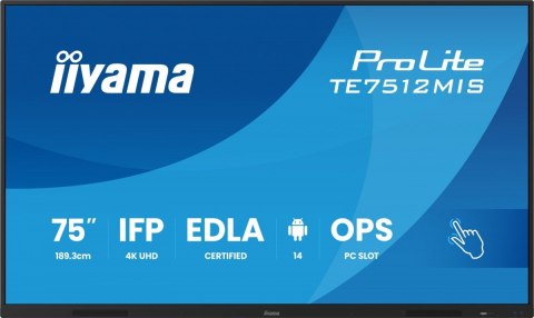 Monitor 75 cali TE7512MIS-B4AG 40pkt,IPS,4K,24/7,7H, ANDROID 14, RK3576, 8/128GB, EDLA, Essential Monitor 75 cali TE7512MIS-B4AG 40pkt,IPS,4K,24/7,7H, ANDROID 14, RK3576, 8/128GB, EDLA, Essential
