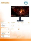 Monitor AW2725DM 27.0 cali NVIDIA G-Sync Compatible IPS Dual-ResolutionQHD 180Hz(2560X1440)/16:9/DP/2xHDMI/2xUSB/3Y