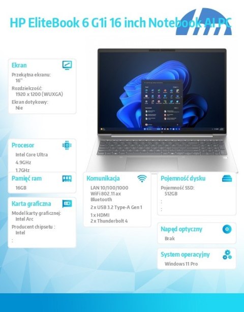 Notebook EliteBook 6 G1i U5-225H 512GB/16GB/W11P/16.0 C51GLET Notebook EliteBook 6 G1i U5-225H 512GB/16GB/W11P/16.0 C51GLET