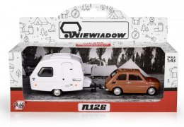 Zestaw Fiat 126p + przyczepa Niewiadów kemping, brązowy