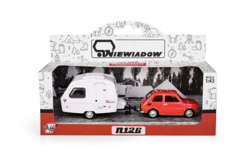 Zestaw Fiat 126p + przyczepa Niewiadów kemping, czerwona Zestaw Fiat 126p + przyczepa Niewiadów kemping, czerwona