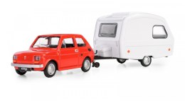 Zestaw Fiat 126p + przyczepa Niewiadów kemping, czerwona