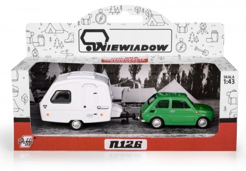 Zestaw Fiat 126p + przyczepa Niewiadów kemping, zielony