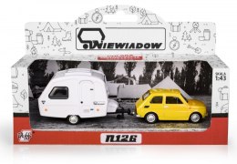 Zestaw Fiat 126p + przyczepa Niewiadów kemping, żółty