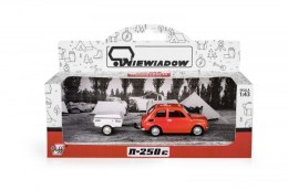 Zestaw Fiat 126p + przyczepa Niewiadów krótka, czerwony